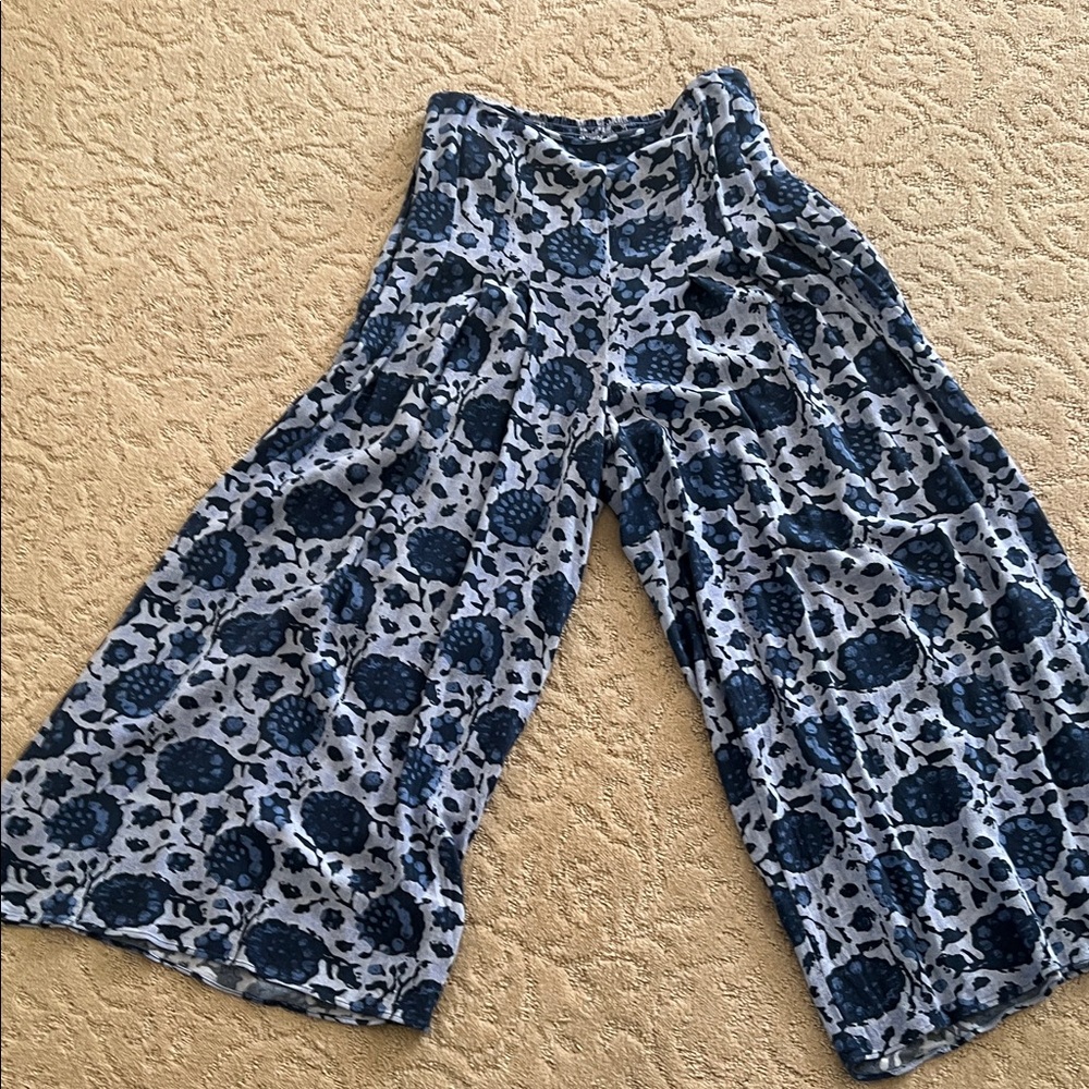 Blue Floral Pleated Maxi Skirt